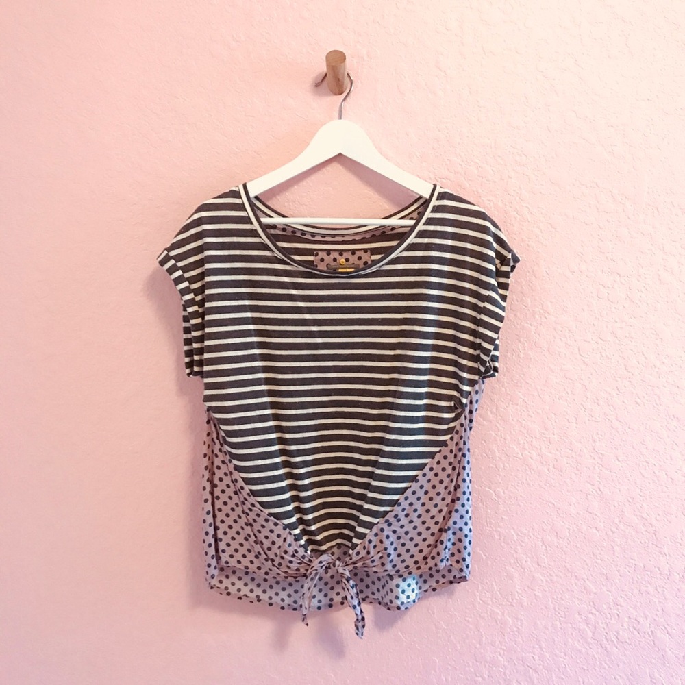 anthropologie striped and polka dot shirt